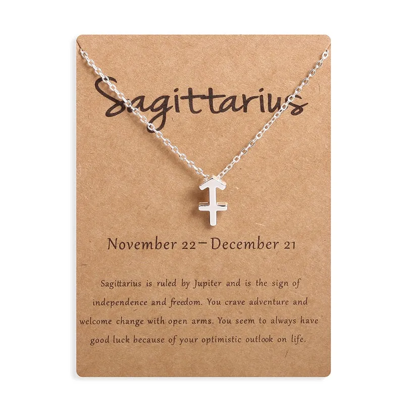 12 Zodiac Sign Necklaces With Gift Card Constellations Pendant Necklace Jewelry