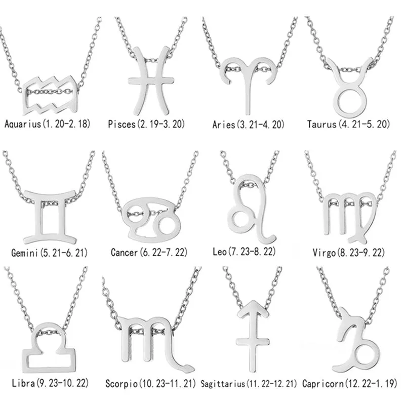 12 Zodiac Sign Necklaces With Gift Card Constellations Pendant Necklace Jewelry