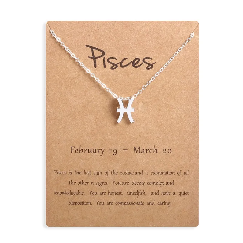 12 Zodiac Sign Necklaces With Gift Card Constellations Pendant Necklace Jewelry