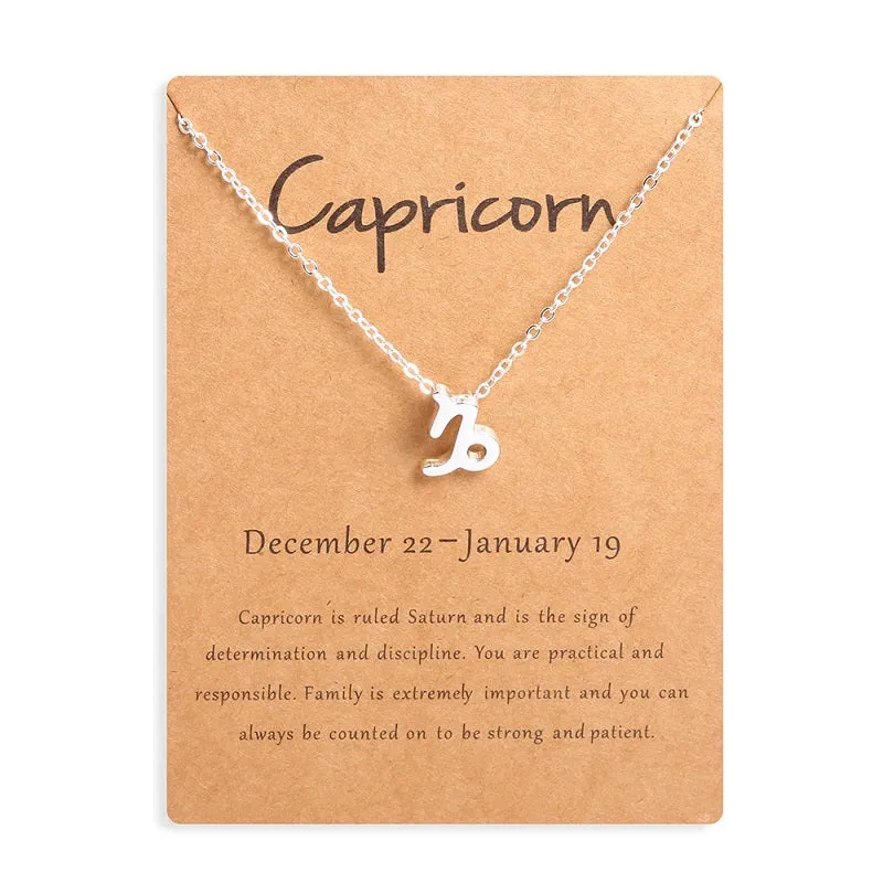 12 Zodiac Sign Necklaces With Gift Card Constellations Pendant Necklace Jewelry