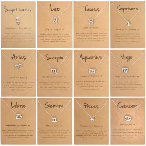 12 Zodiac Sign Necklaces With Gift Card Constellations Pendant Necklace Jewelry