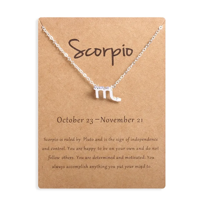 12 Zodiac Sign Necklaces With Gift Card Constellations Pendant Necklace Jewelry