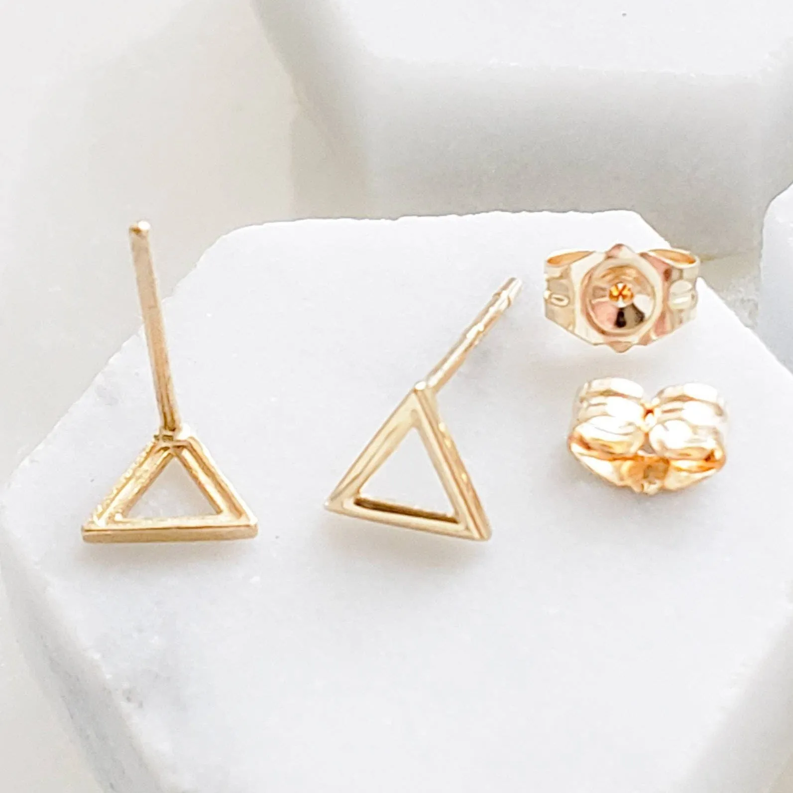 14k Gold Triangle Studs