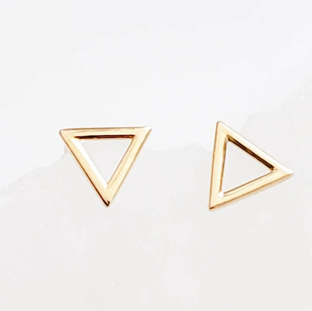 14k Gold Triangle Studs