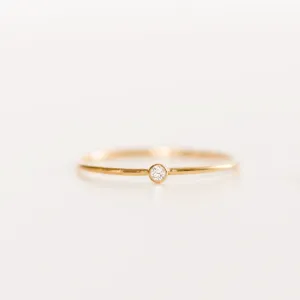 14K Yellow Gold Petite Diamond Ring