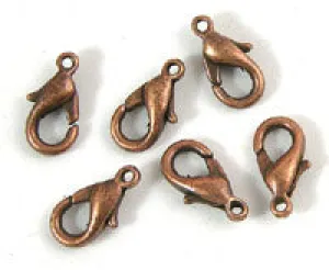 14mm x 7mm Lobster Claw Clasps, antique copper, pack of 6