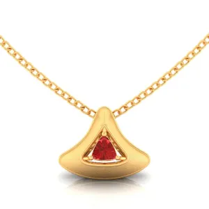 22k Gold Pendant In The Form Of A Cone With A Red Stone In The Middle