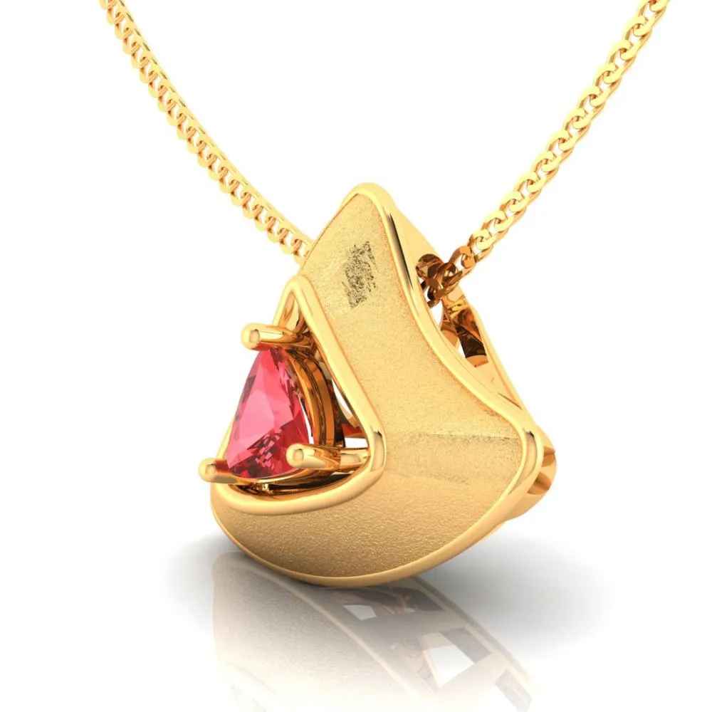 22k Gold Pendant In The Form Of A Cone With A Red Stone In The Middle