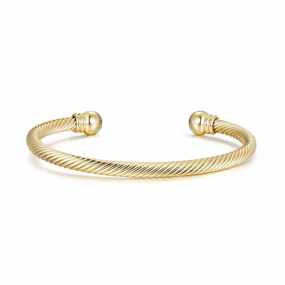 4mm Gold Filled Bonded Twisted Torque Bangle Adjustable