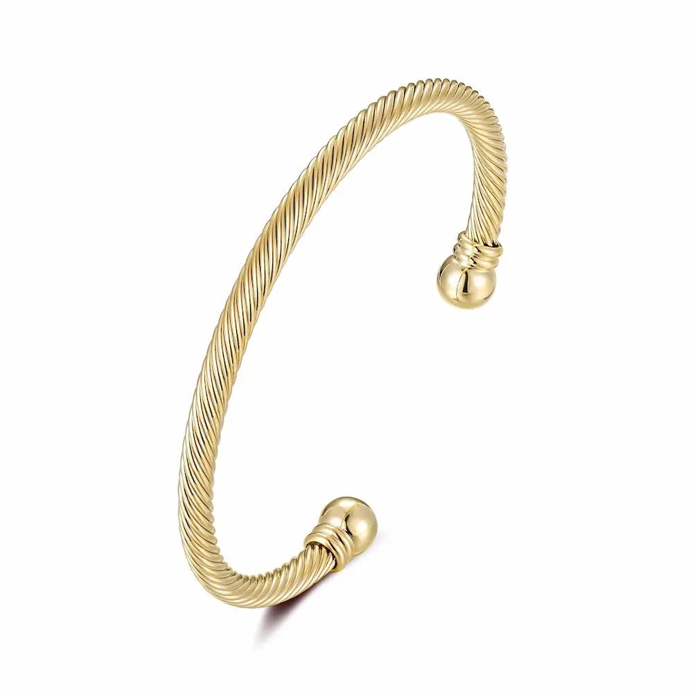 4mm Gold Filled Bonded Twisted Torque Bangle Adjustable