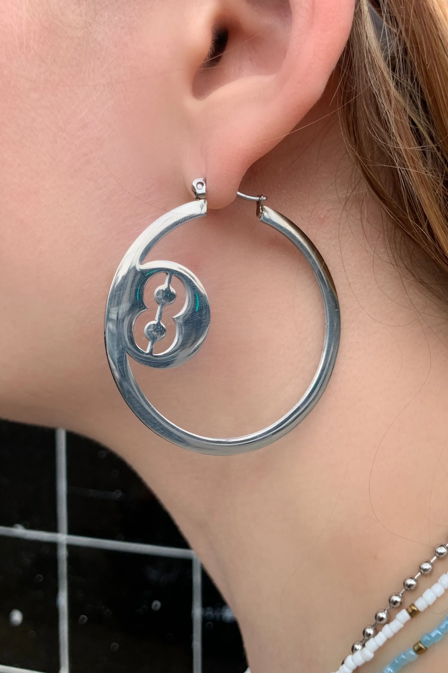 8 Ball Hoop Earrings