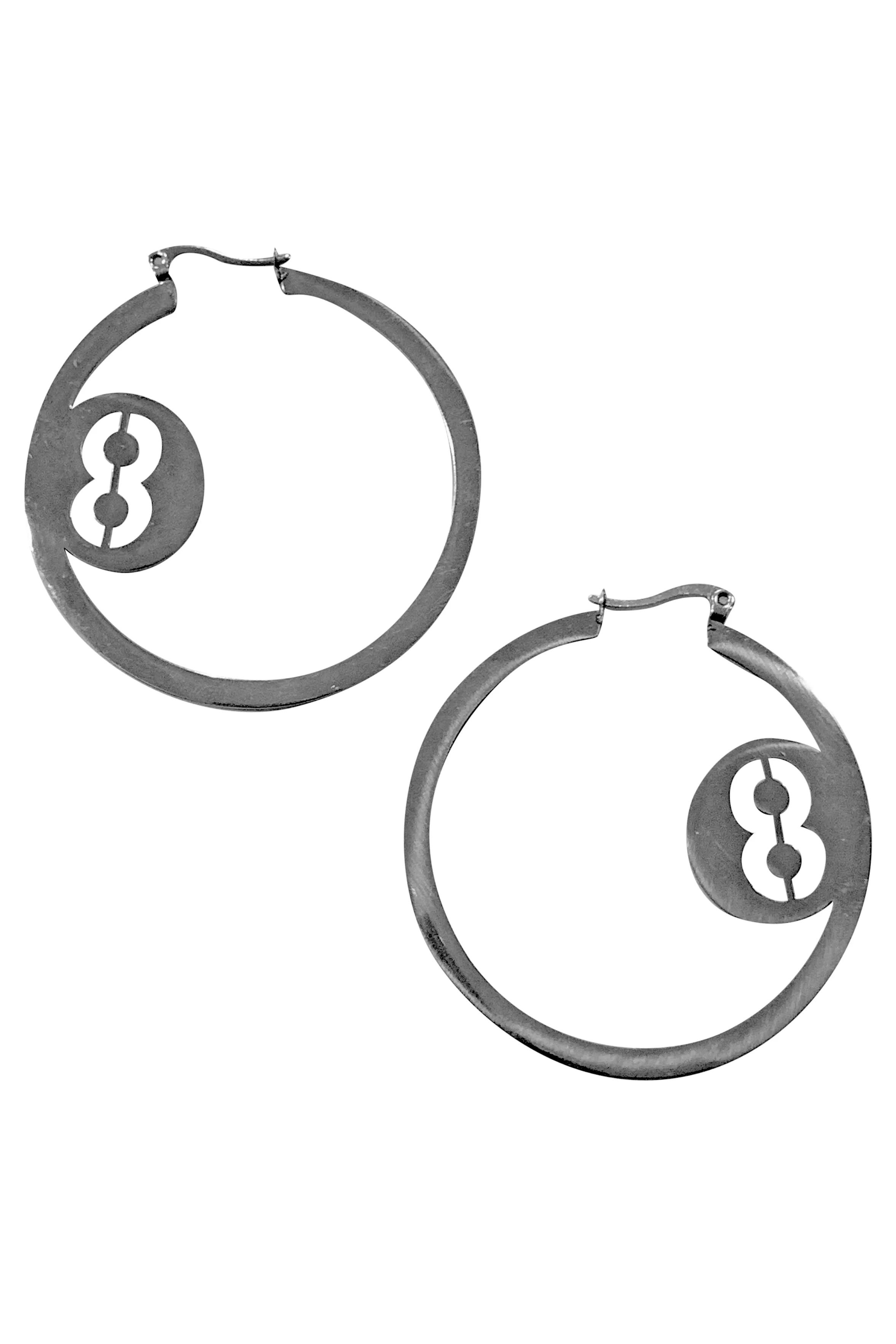 8 Ball Hoop Earrings