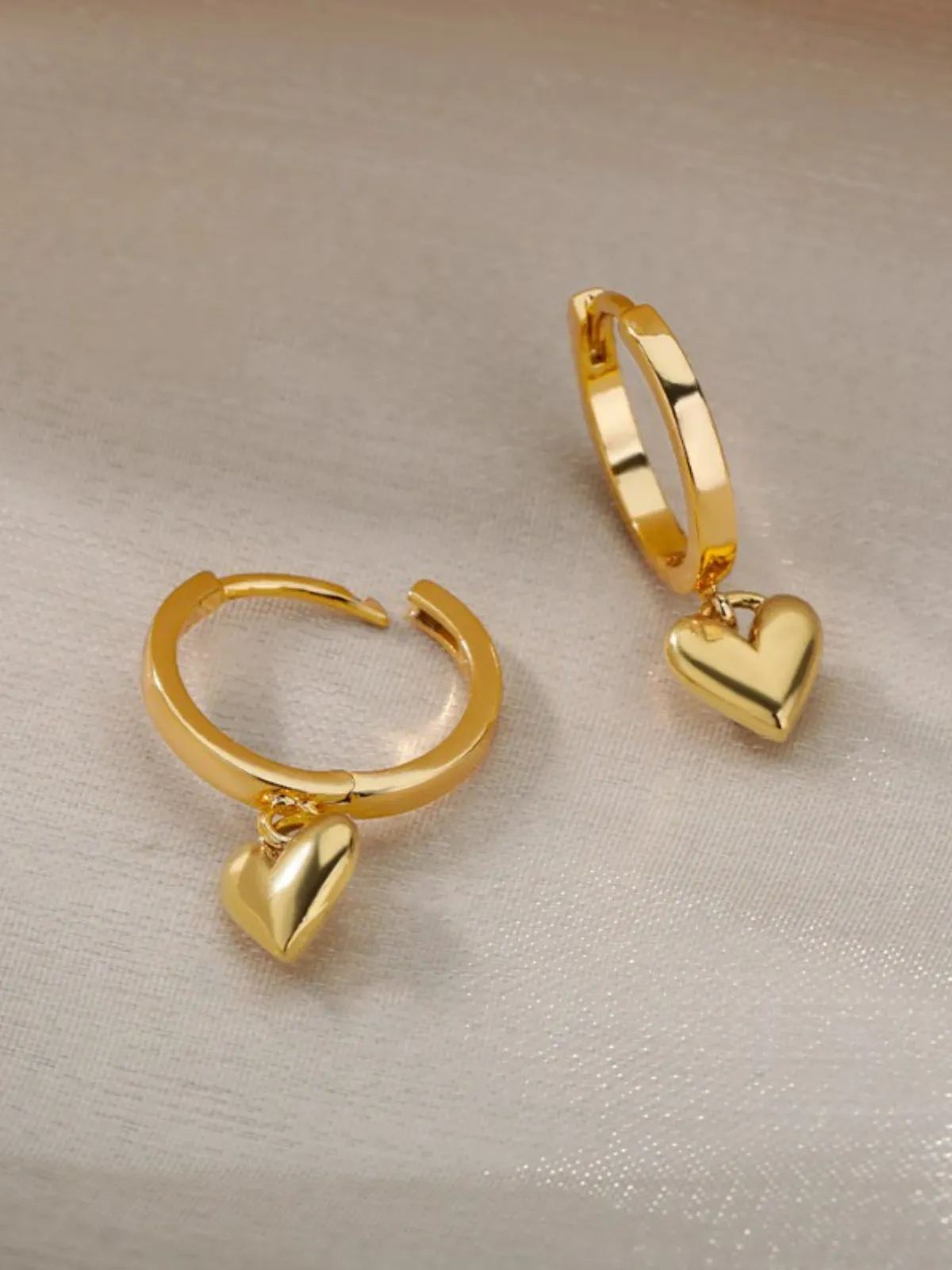 Always Loved Heart Dangle Hoop Earrings