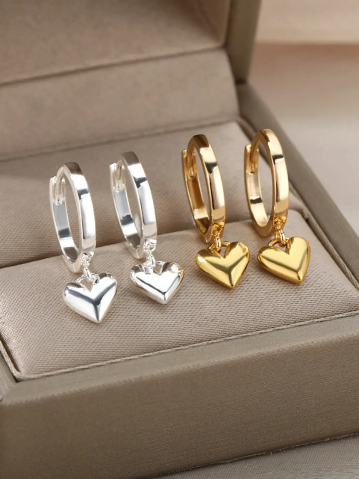 Always Loved Heart Dangle Hoop Earrings