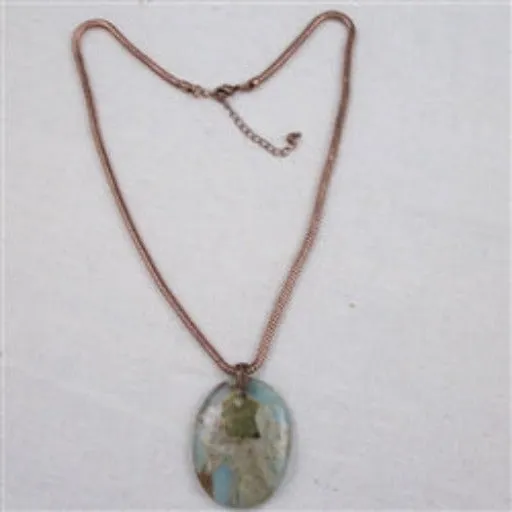 Aqua Snake Skin Jasper Pendant Necklace