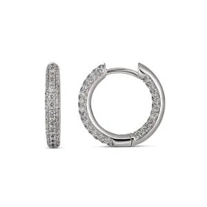 Artisan Pavé Full Moon Small Hoop Earrings | White Gold