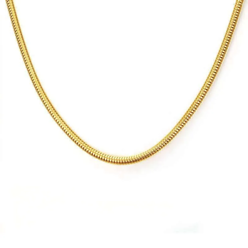 Basic Snake Flat Chain 3MM Titanium Neckbone Chain Necklace