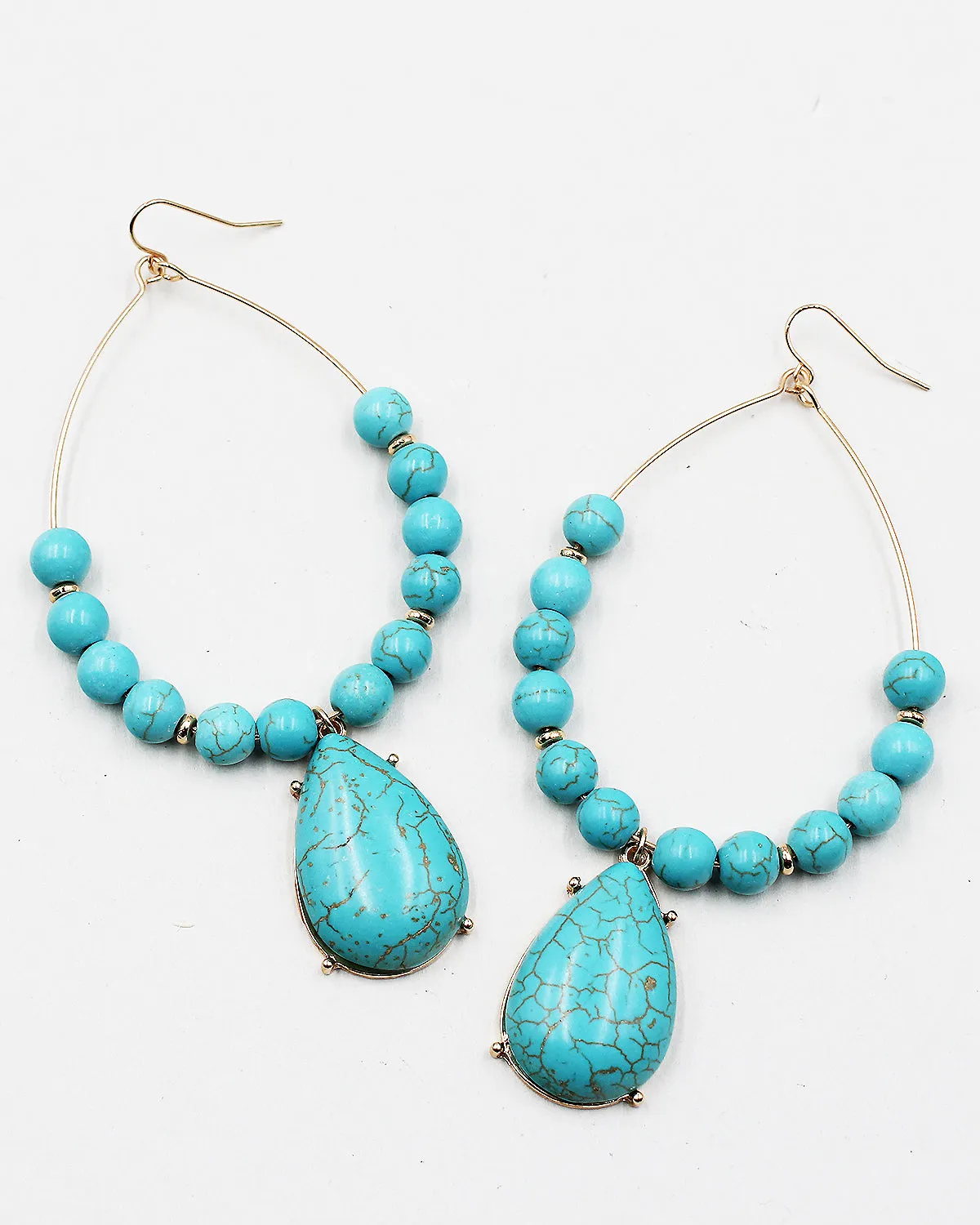 Beaded Earrings with Teardrop Stone