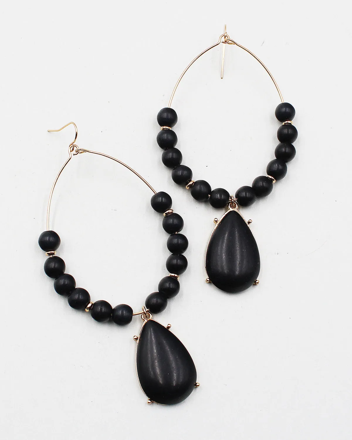 Beaded Earrings with Teardrop Stone