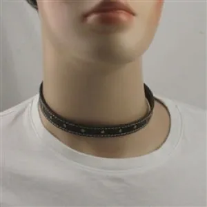 Brown Leather Choker Necklace Men's Single Rivets