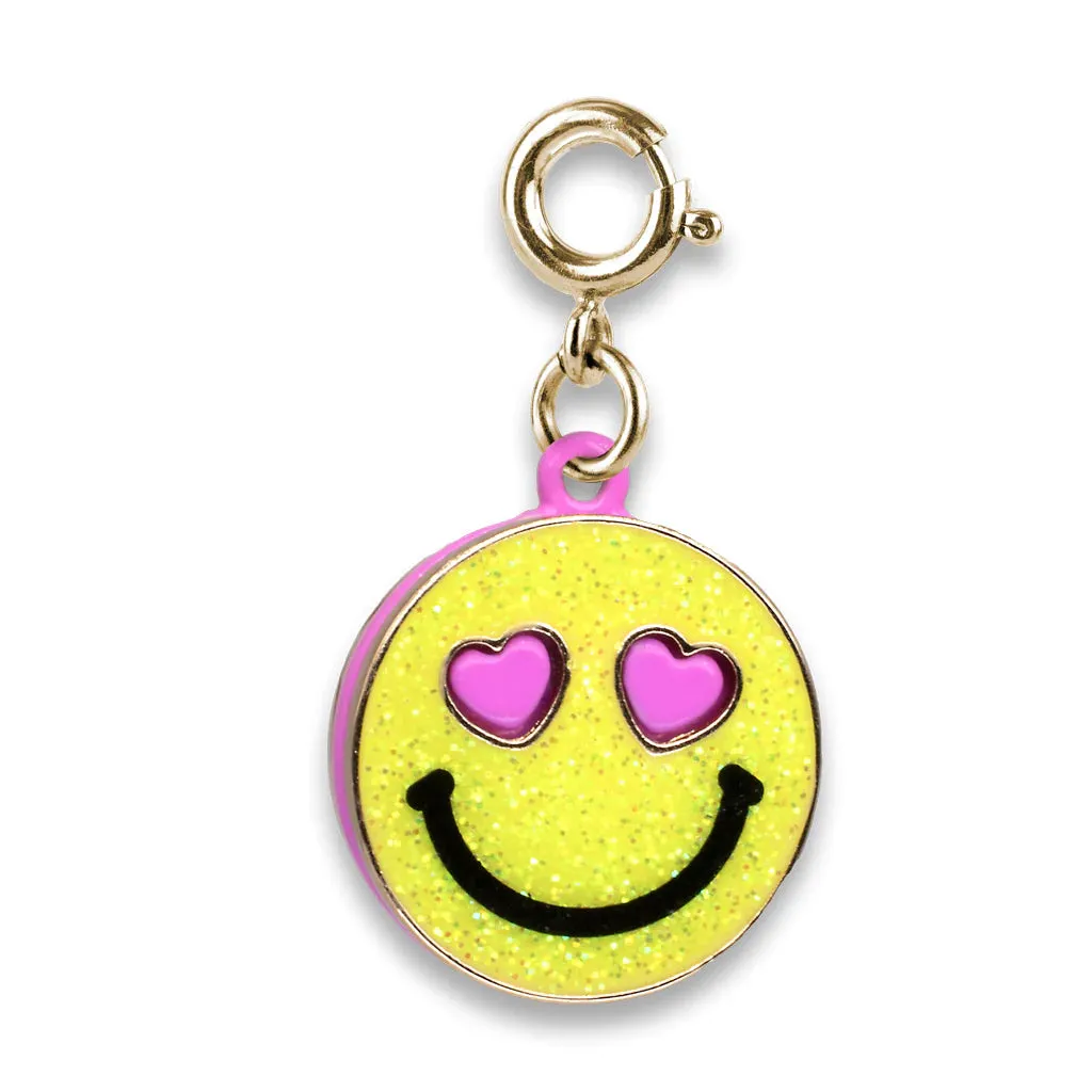 Charm It Gold Glitter Smiley Face Charm