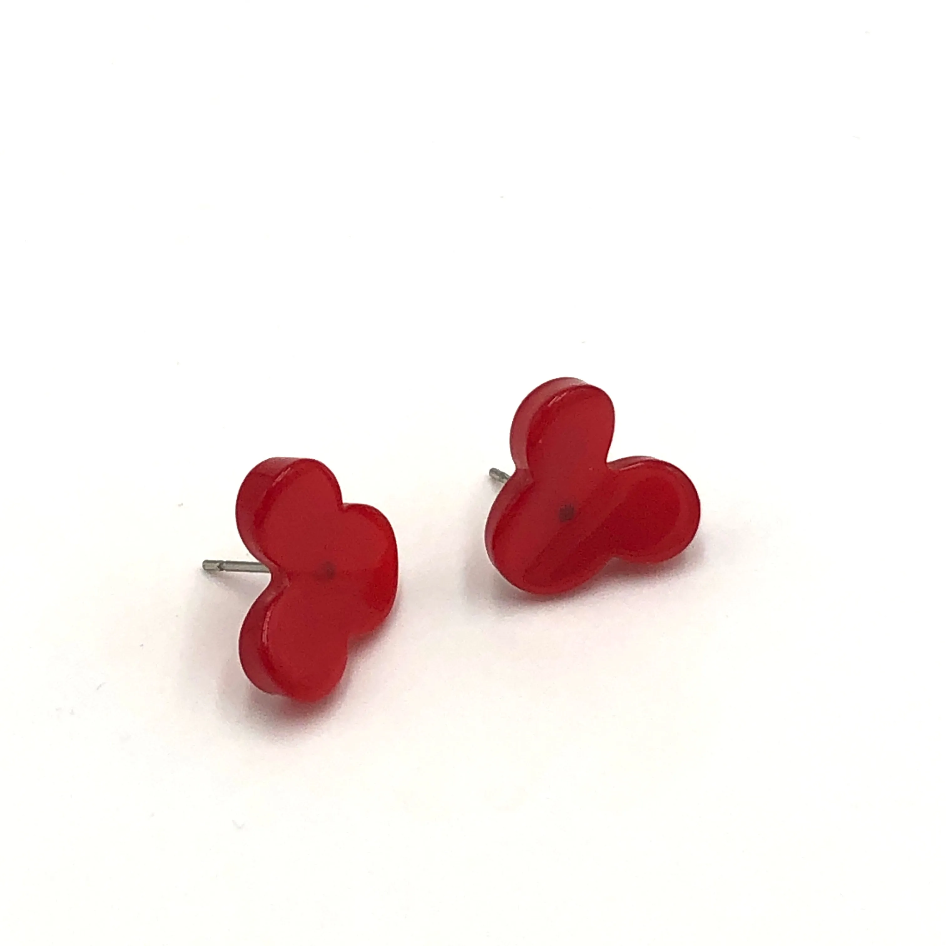 Cherry Red Moonglow Vintage Mouse Stud Earrings