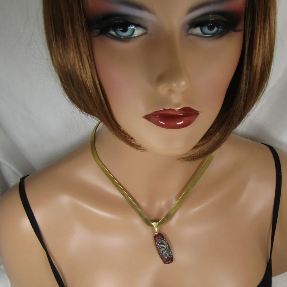 Choker with Raku Handmade  Pendant & Earrings