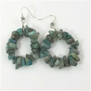 Chrysocolla Gemstone Nugget Hoop Earrings