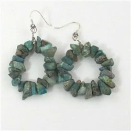 Chrysocolla Gemstone Nugget Hoop Earrings