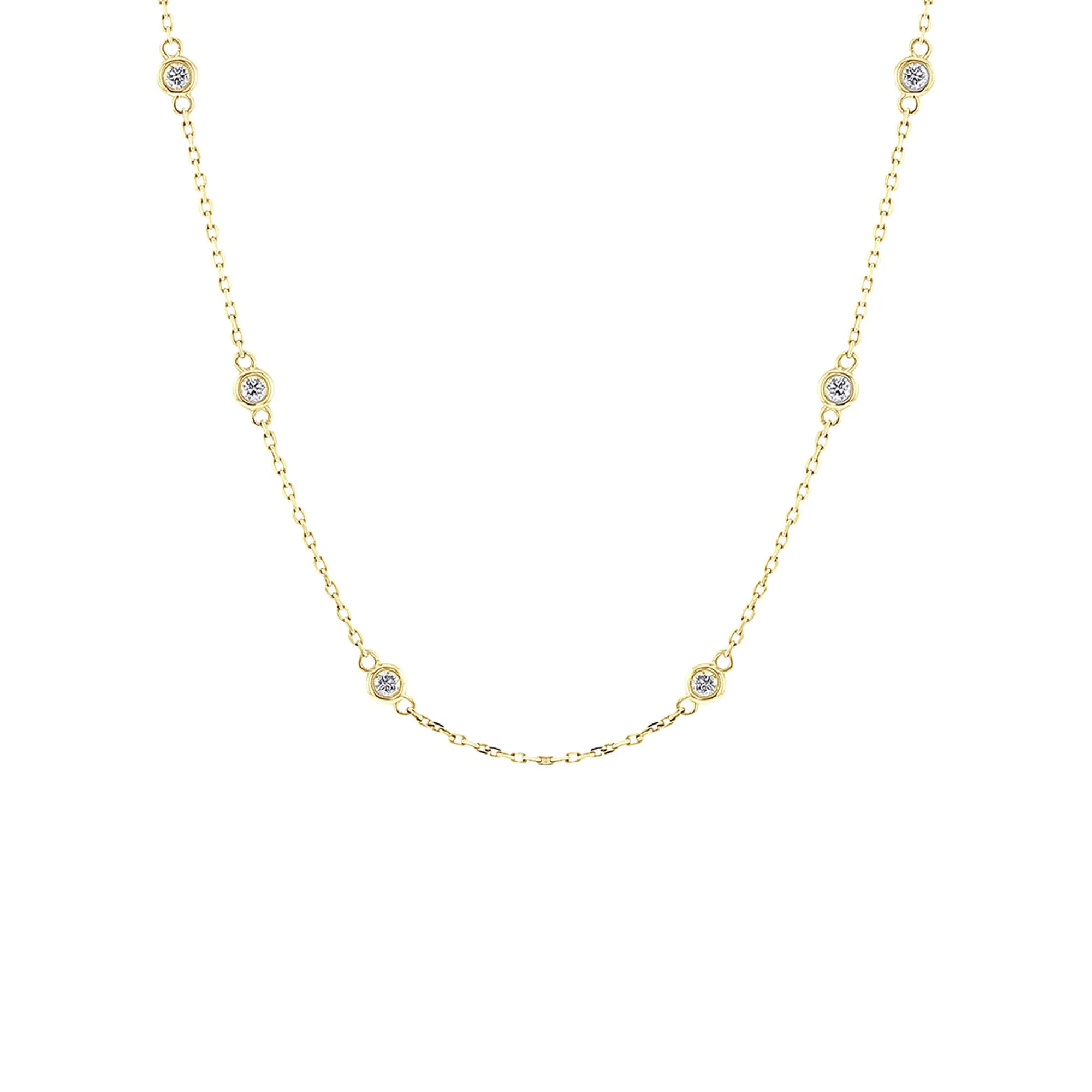 Classic Bezel Station Diamond Necklace 3/4ct