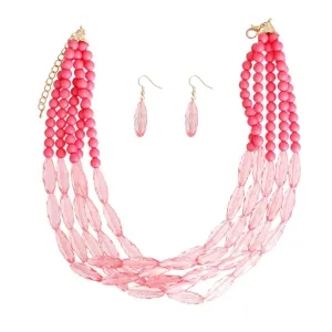 Complete Your Outfit with Our Pink Necklace Set - A Fashion Essential for Open Neck Dresses or Blouses