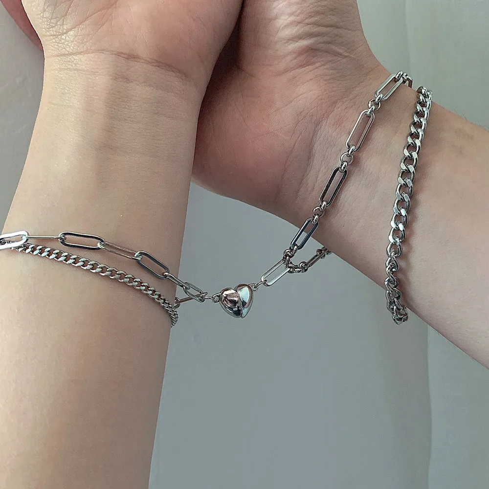 Connecting Hearts Couple Chain Bracelets