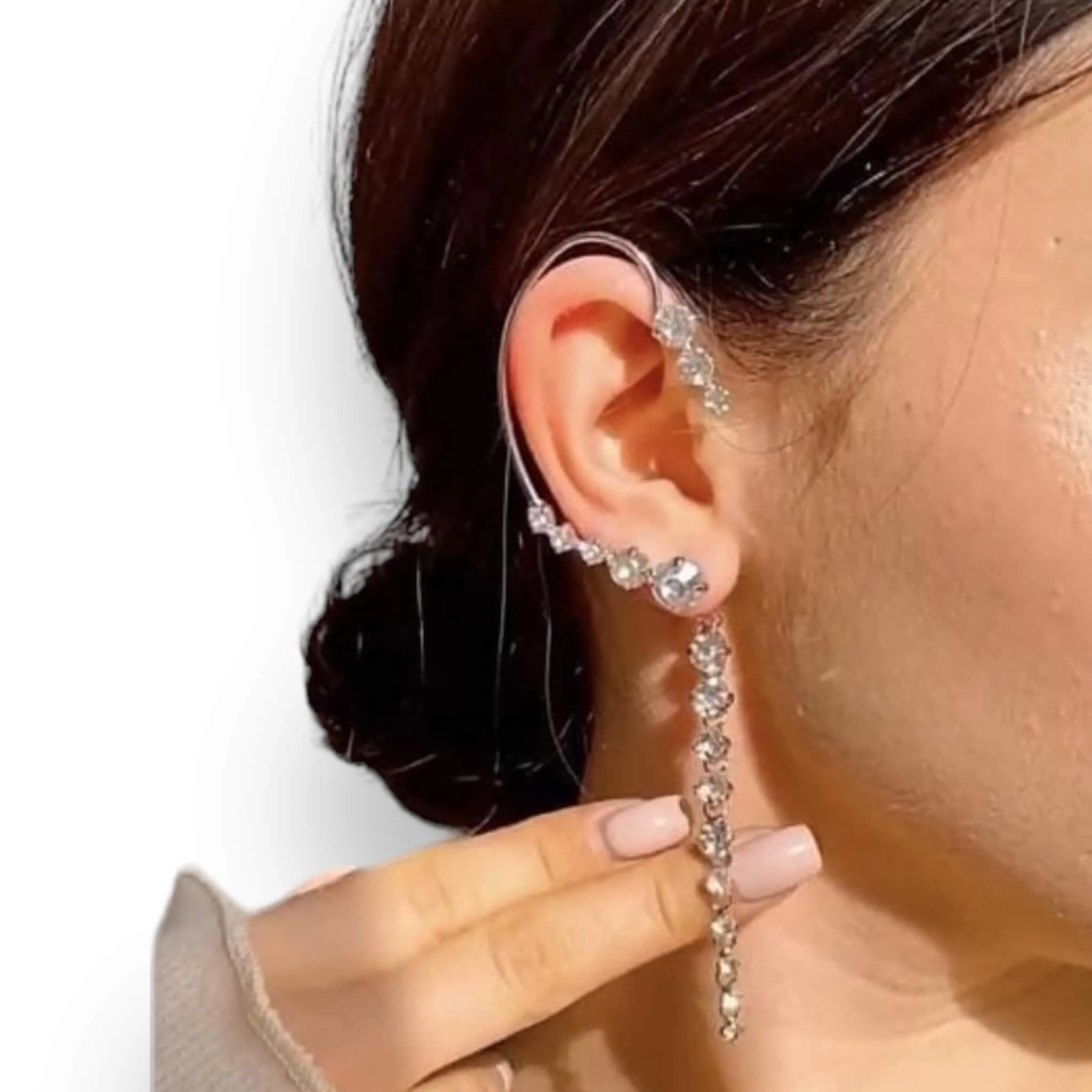 Crystal Ear Cuff Dangle Hook Earrings