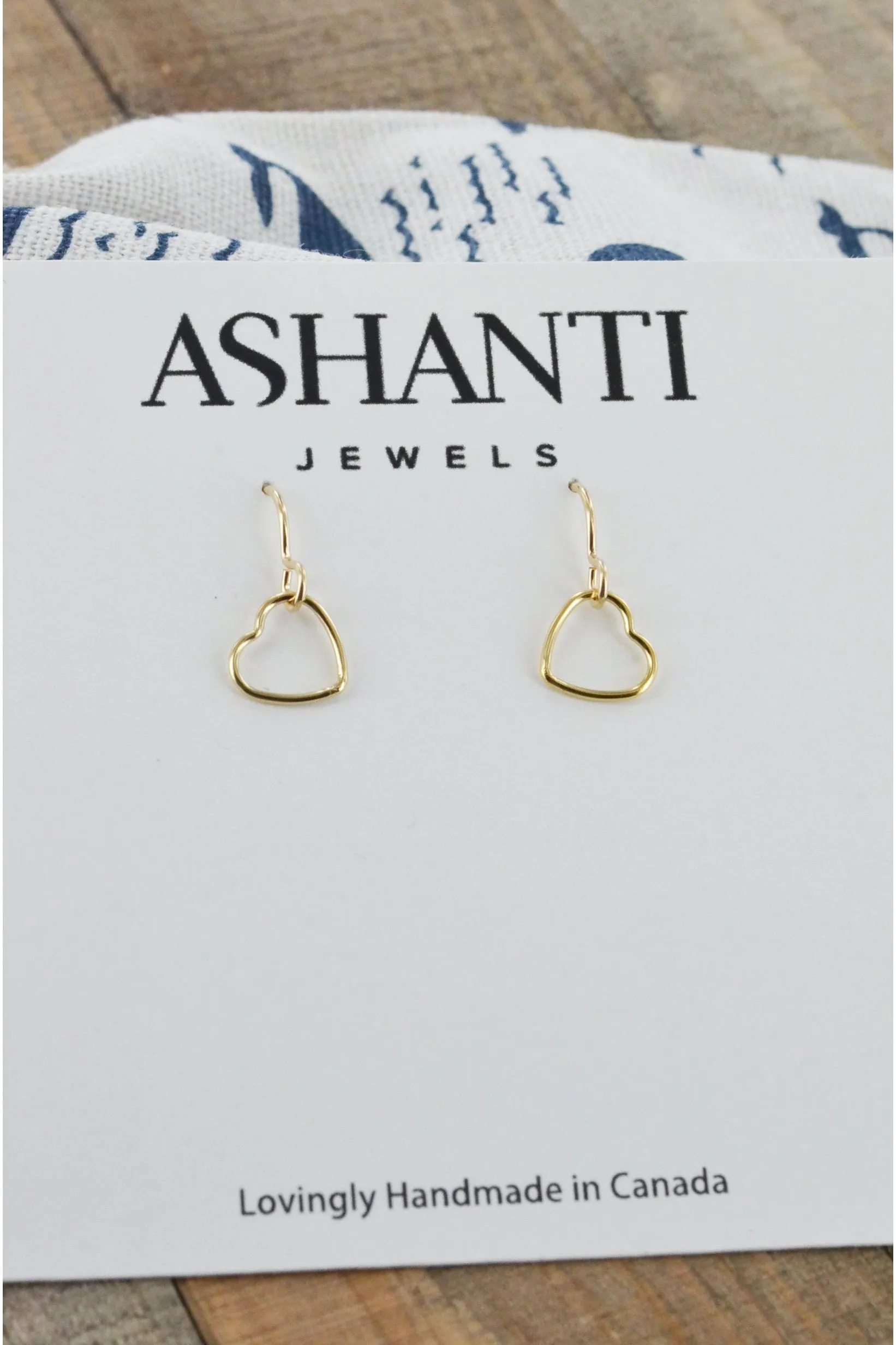 Dainty Gold Heart Dangle Earrings