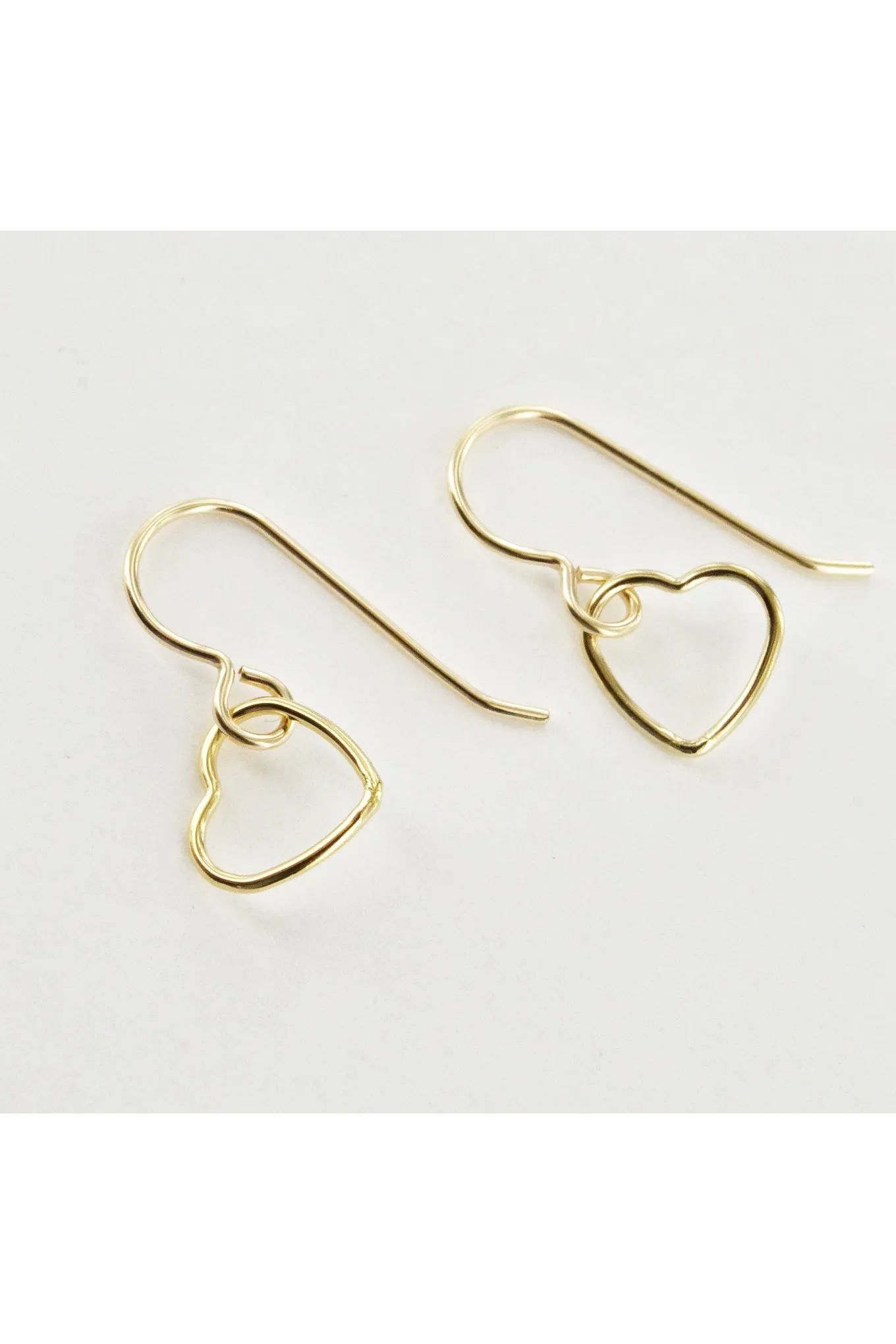 Dainty Gold Heart Dangle Earrings