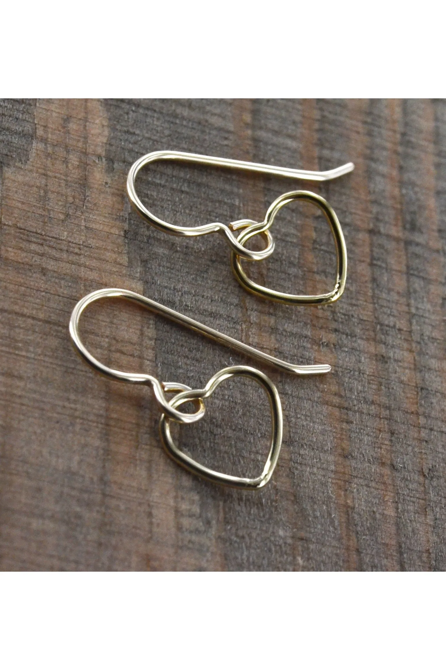 Dainty Gold Heart Dangle Earrings