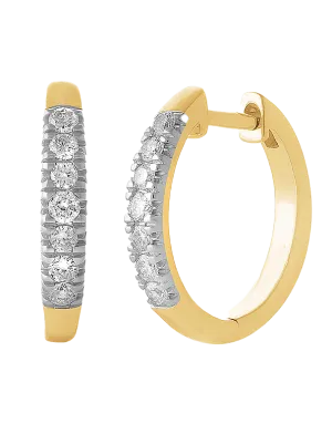 Diamond Earrings - 10ct Yellow Gold Diamond Set Hoop Earrings - 784160