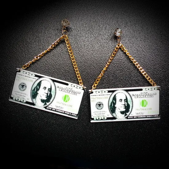 Dollar Dollar Bills dangle earrings