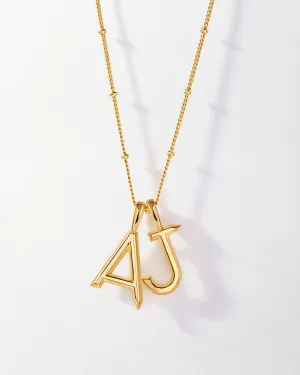 Double Initial Necklace - Gold