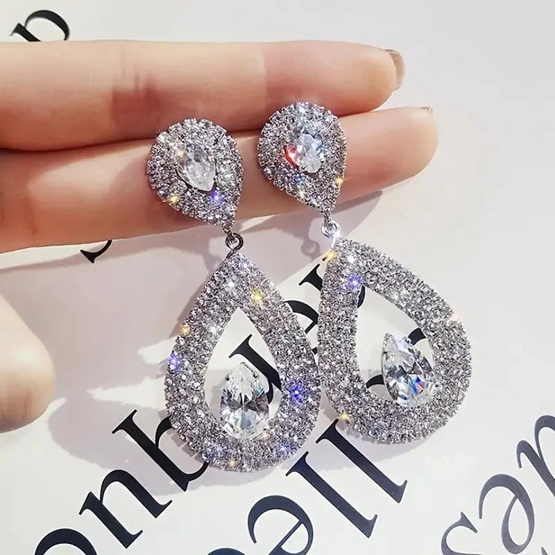 Double Teardrop Rhinestone Dangle