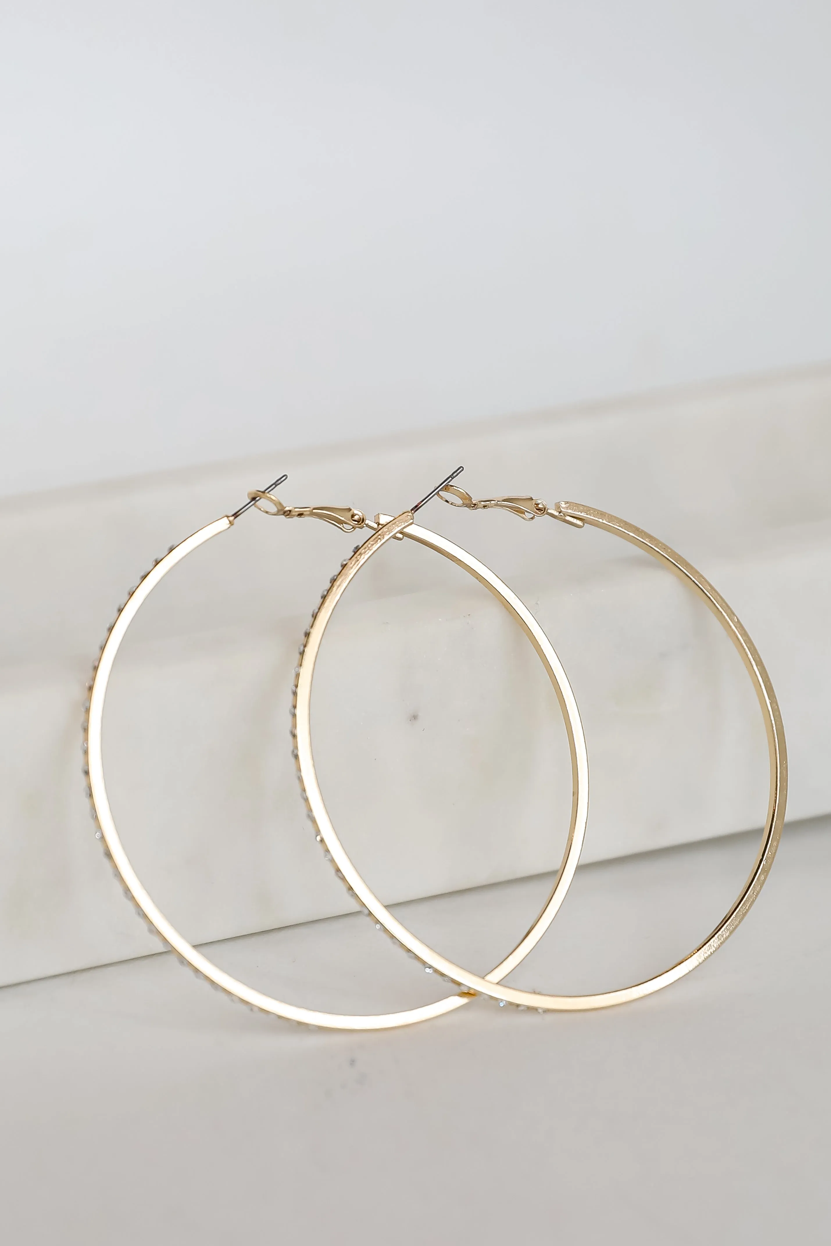 Emery Gold Rhinestone Hoop Earrings