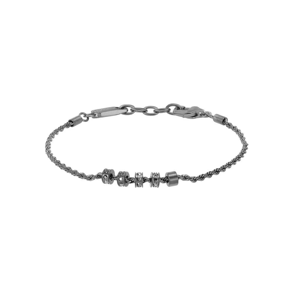 Emporio Armani Gunmetal And Stainless Steel Rondelle Bracelet