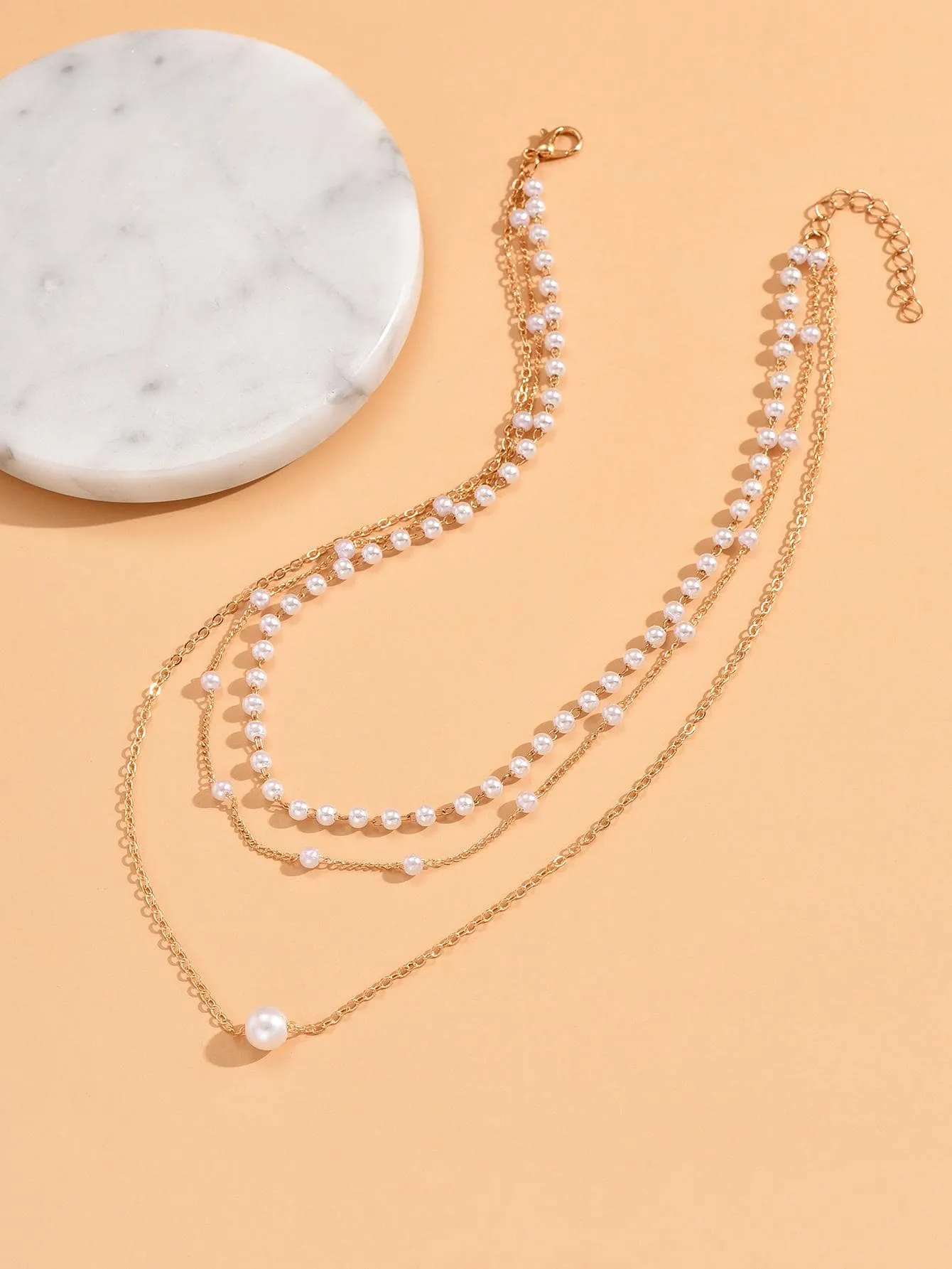 Faux Pearl Decor Layered Necklace for Women Novelty Necklace Creative Necklace