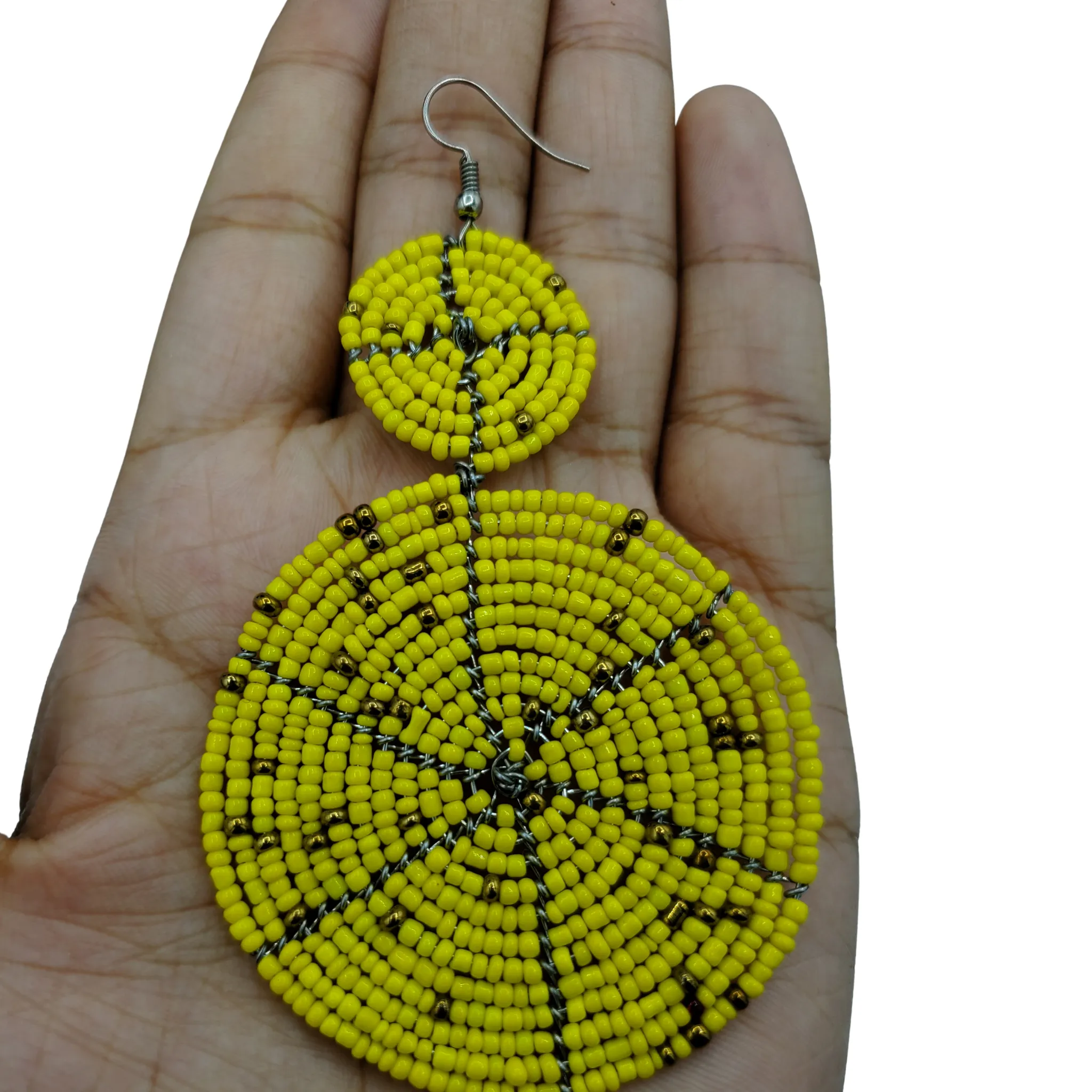 FLYYWHEEL Beaded Earrings, Yellow