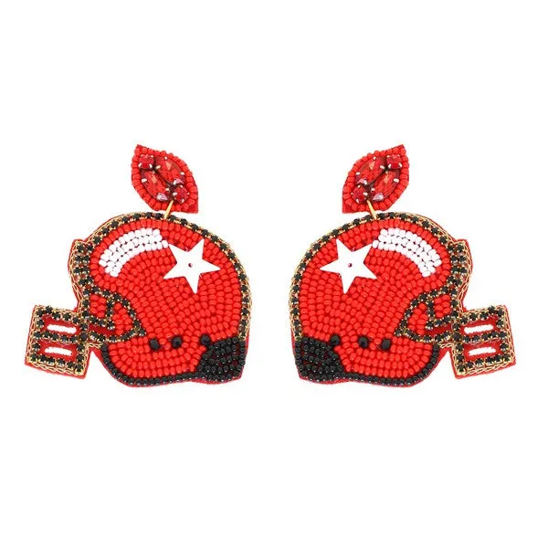 GAMEDAY COLLECTION: Helmet Earring- Red/Blk