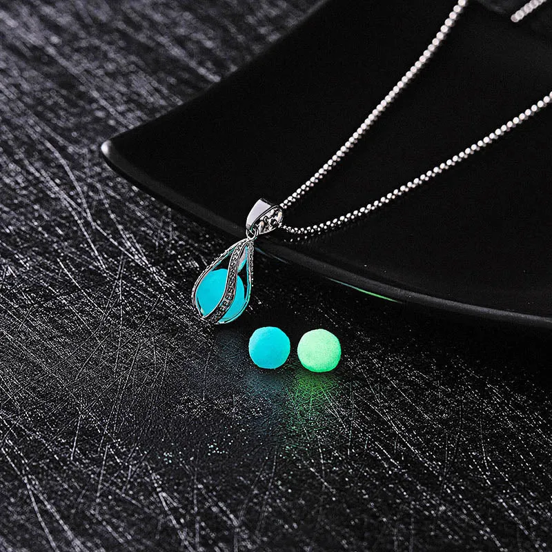 Glow In The Dark Moon Square Heart Necklaces