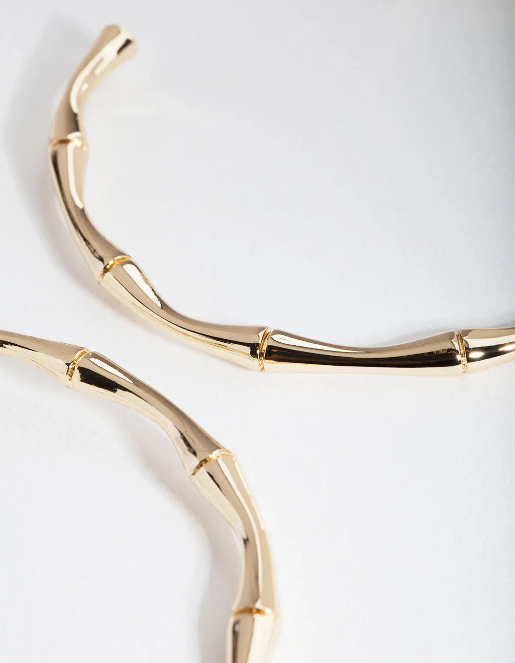 Gold Plated Large Bamboo Hoop Earrings