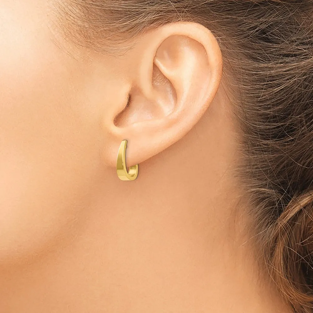 Gold Small Polished J Hoop Earrings - Model XY610