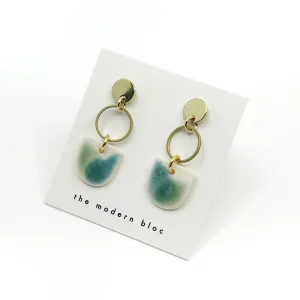 Hayden - Small Modern Porcelain Earrings - Green/Ocean