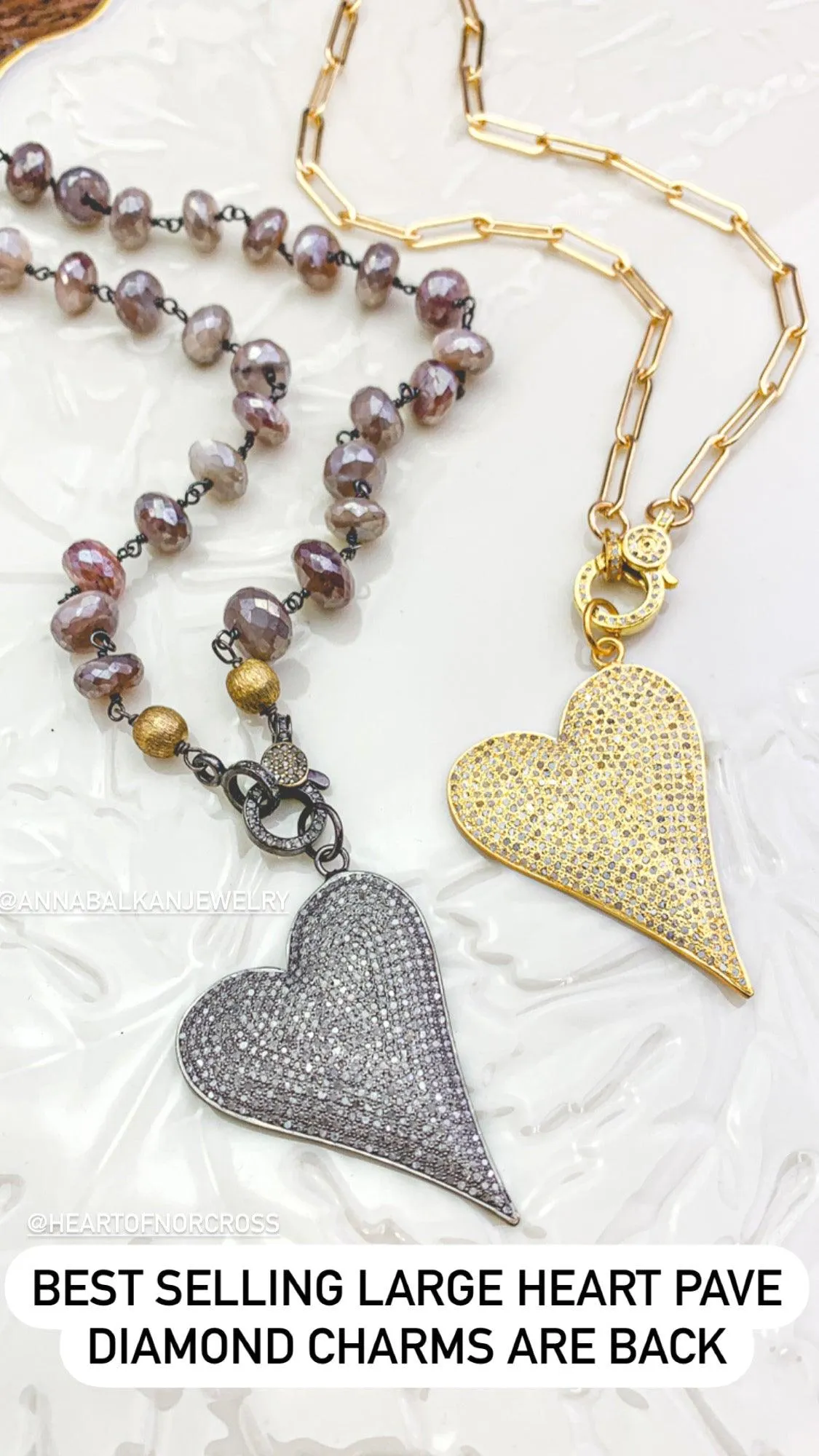 Hearts Pave Diamonds Necklaces